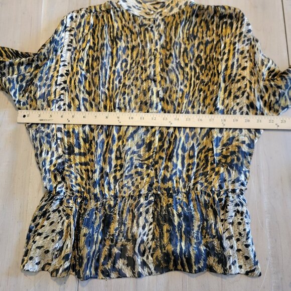 Vintage 100% Silk Animal Print Blouse Size 10 With Matching Scarf Classic - Picture 11 of 13